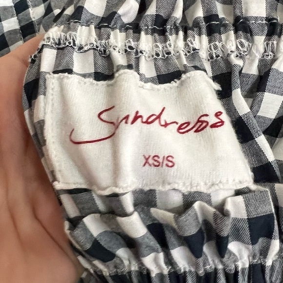 Sundress Alena Gingham Pom Pom Off Shoulder High Low Dress - Picture 10 of 14